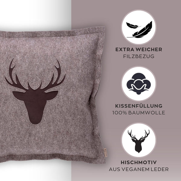 Dekokissen Filz 52x52 cm JOHANN Hirsch