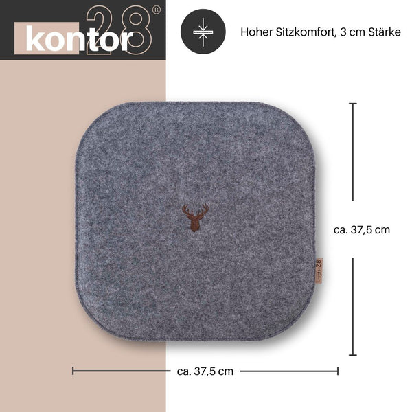 Sitzkissen Filz Hirsch Stickerei
