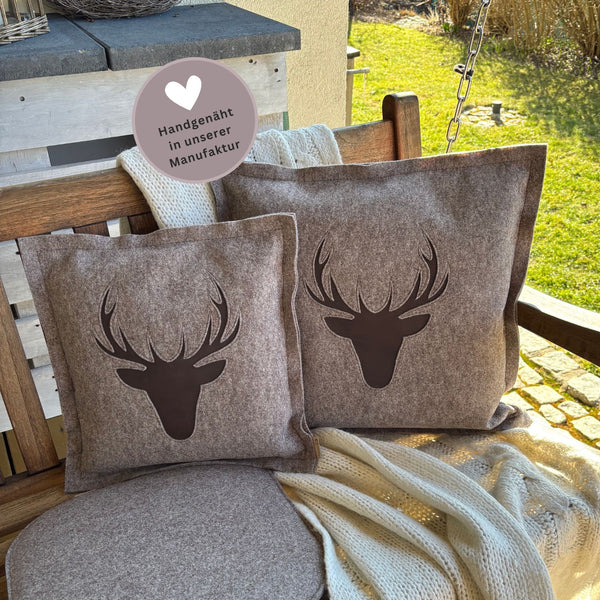 Dekokissen Filz 42x42 JOHANN Hirsch