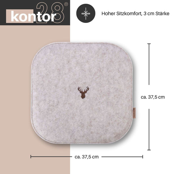 Sitzkissen Filz Hirsch Stickerei
