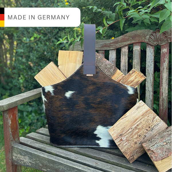 Korb für Kaminholz Filz BERGLUND mit Kuhfell