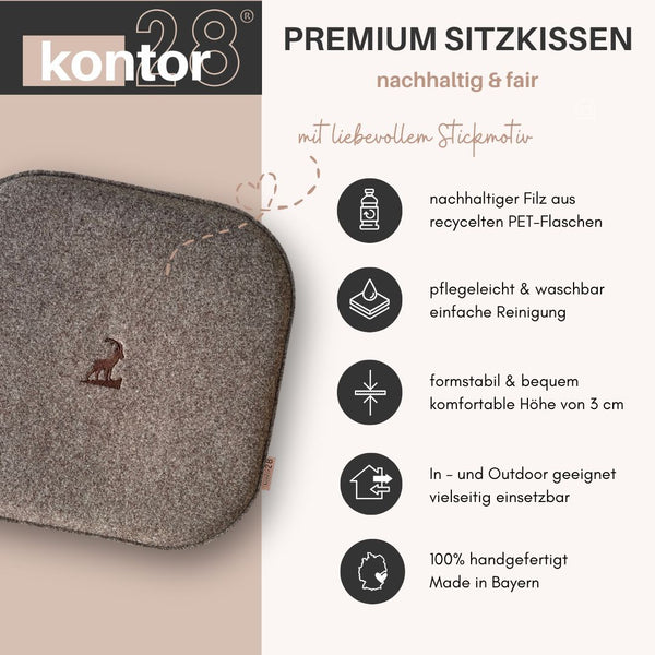 Sitzkissen Filz Steinbock Stickerei