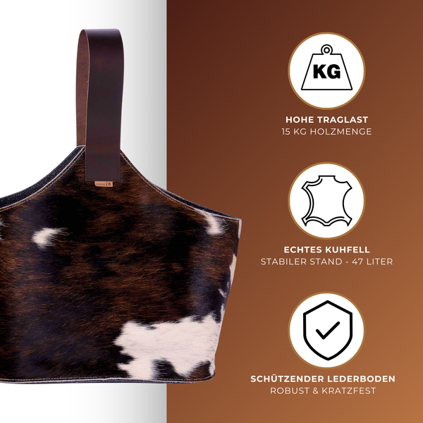 Korb für Kaminholz Filz BERGLUND mit Kuhfell