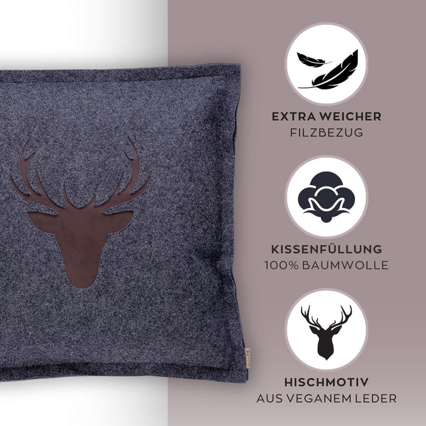 Dekokissen Filz 52x52 cm JOHANN Hirsch