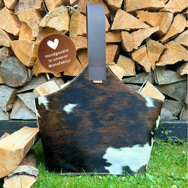 Korb für Kaminholz Filz BERGLUND mit Kuhfell