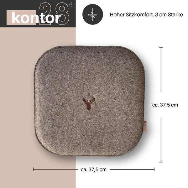 Sitzkissen Filz Hirsch Stickerei
