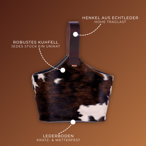 Korb für Kaminholz Filz BERGLUND mit Kuhfell