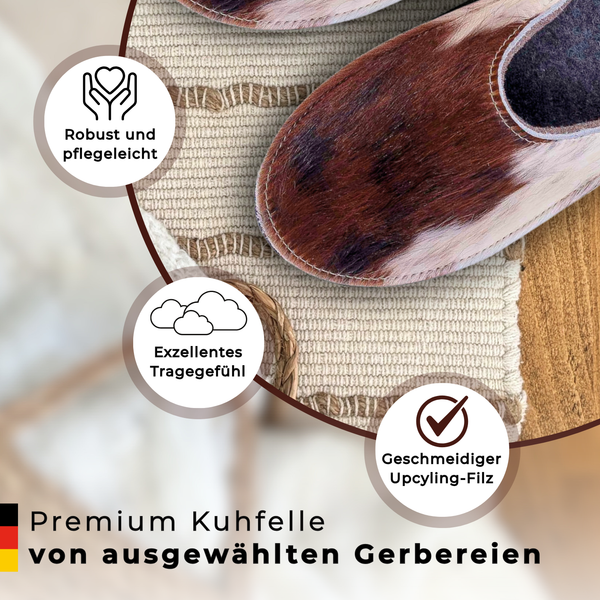 Pantoffeln Filz & Kuhfell GUSTL