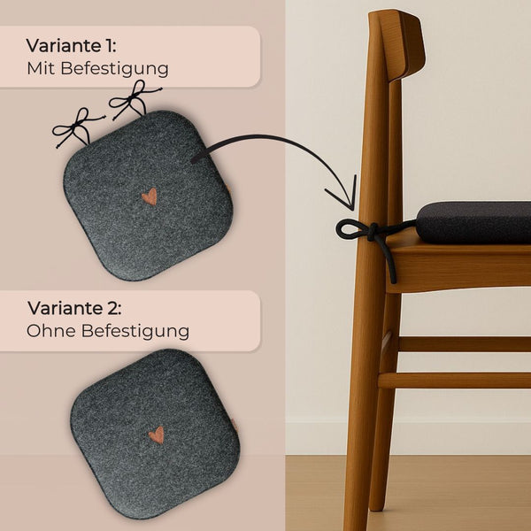 Sitzkissen Filz Herz Stickerei