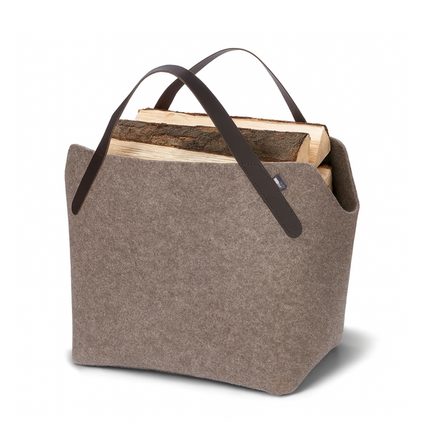 Kaminholztasche aus Filz in braun – robust und dekorativ