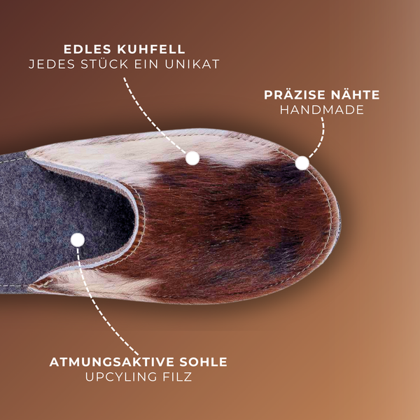 Pantoffeln Filz & Kuhfell GUSTL