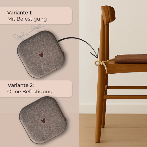 Sitzkissen Filz Herz Stickerei