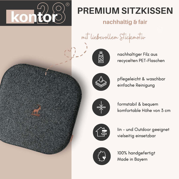 Sitzkissen Filz Steinbock Stickerei