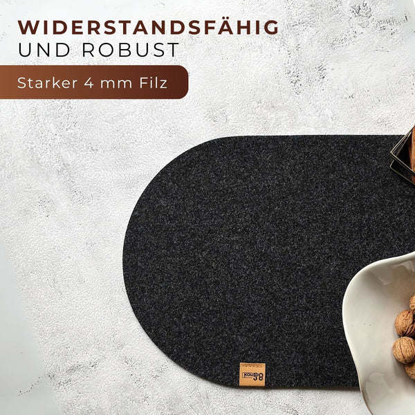 Tischläufer anthrazit Ovat aus Filz nachhaltig Made in Germany mit Rundung widerstandsfähig und robust