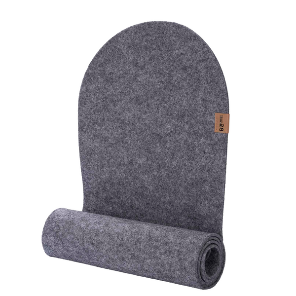 Tischläufer hellgrau aus Filz nachhaltig Made in Germany mit Rundung an beiden Seiten