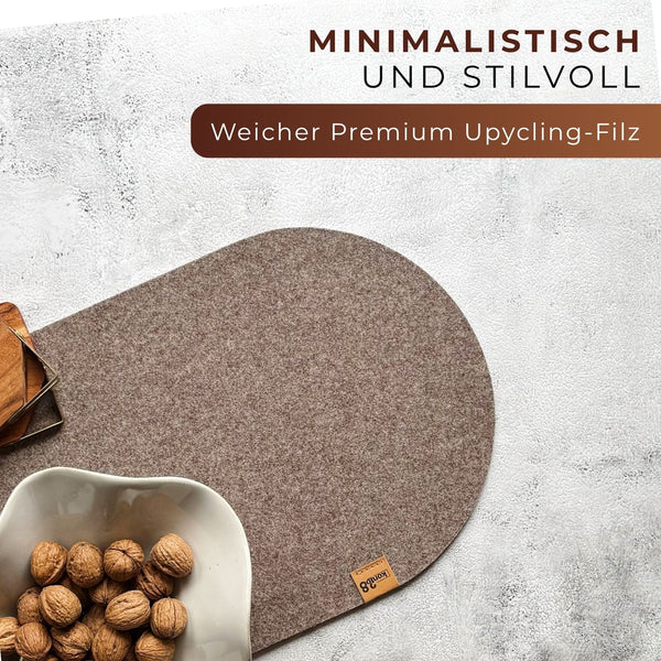 Tischläufer braun Ovat aus Filz nachhaltig Made in Germany mit Rundung minimalistisch und stilvoll aus weichem premium Upcycling Filz