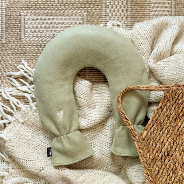 Wärmflasche für nacken aus flauschiger Baumwolle grün, naturkautschuk und nachhaltig