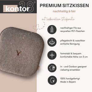 Sitzkissen Filz Hirsch Stickerei
