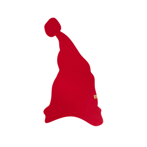 Roter Tischläufer aus Filz mit festlichem Mützenmotiv für Weihnachten und Adventsabende