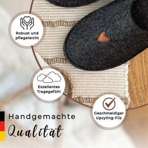 Pantoffeln Filz HELD Herz-Stickerei