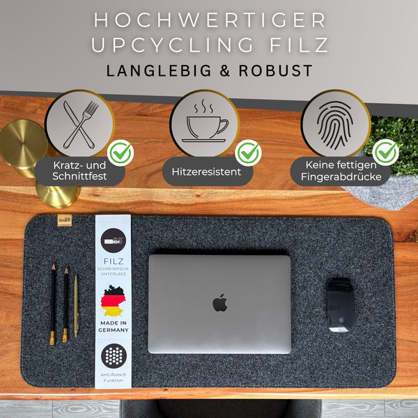 Schreibtischauflage Filz mit Antirutsch HOLM