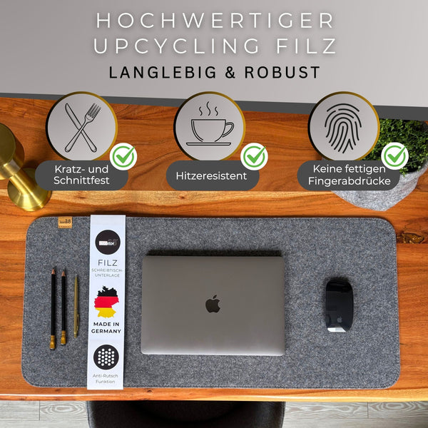 Schreibtischauflage Filz mit Antirutsch HOLM