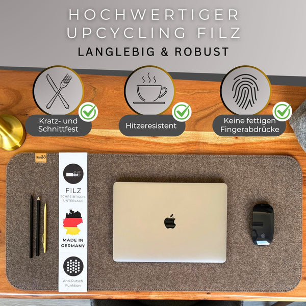 Schreibtischauflage Filz mit Antirutsch HOLM