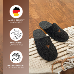 Pantoffeln Filz HELD Herz-Stickerei