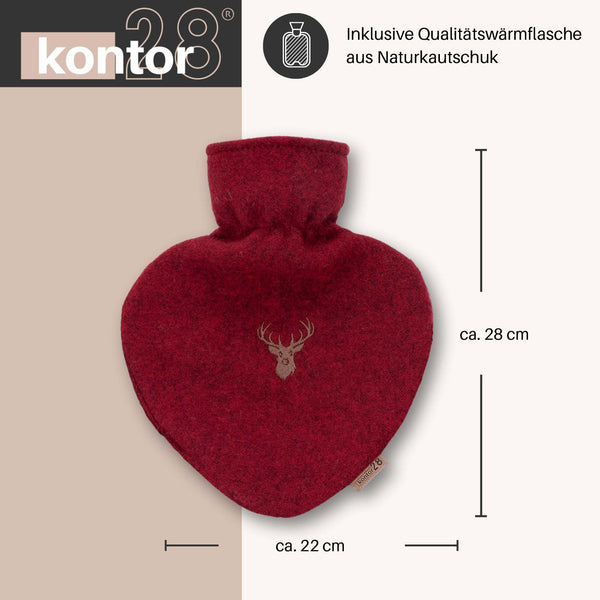 Herzwärmflasche Wolle Hirsch