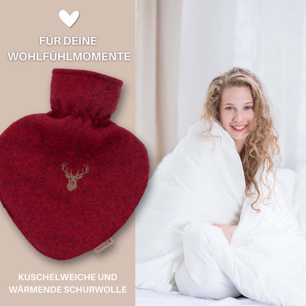Herzwärmflasche Wolle Hirsch