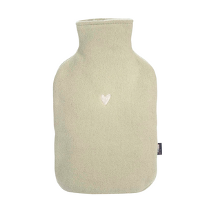 Wärmflasche groß in grün mit Herzstick aus Fleece nachhaltig