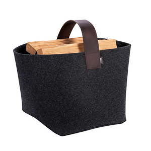 Feuerholzkorb aus Filz in Grau – anthrazit robust und hochwertig