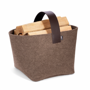 Kaminholztasche aus Filz in braun robust und nachhaltig