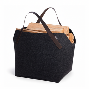 Kaminholztasche aus Filz in Grau – robust und dekorativ