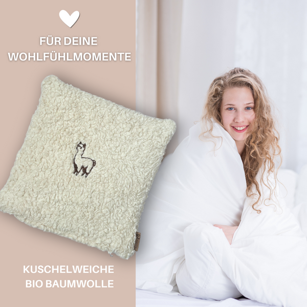 wärmekissen mit herzstick und teddy kuschelstoff. Zum wohlfühlen und entspannen für kinder und erwachsene