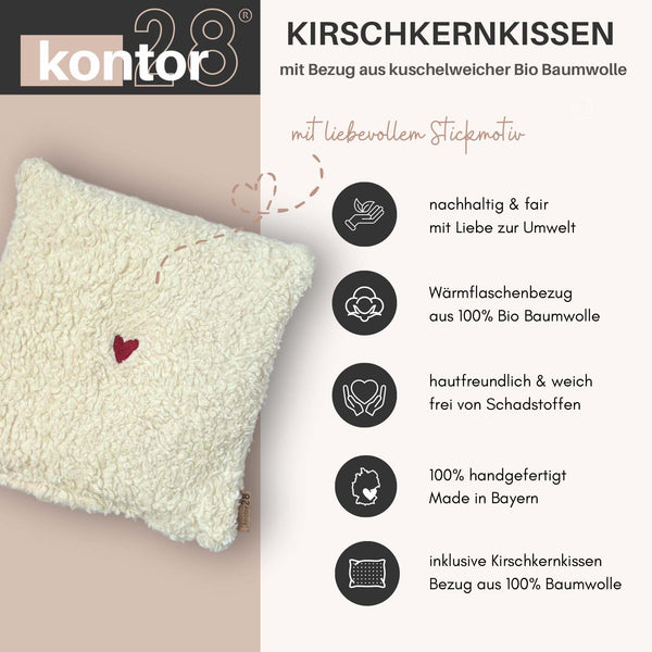 kirschkernkissen für mikrowelle und backofen geeignet, kuschelig und nachhaltig und hautfreundlich