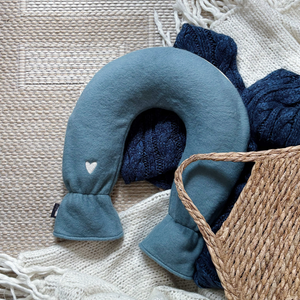 Wärmflasche nacken aus baumwolle fleece blau, tüv gepfüft und auslaufsicher