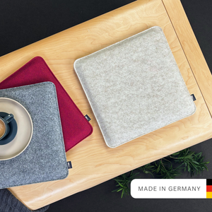 Eckiges Sitzkissen aus Filz in Beige für Esszimmerstuhl oder Sitzbank